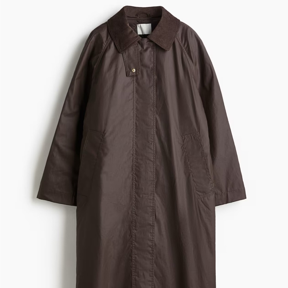 H&M Brown Trench Coat with Traditional Collar and Relaxed Fit